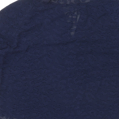 Marks & Spencer Womens Blue Animal Print Polyester Basic Blouse Size 8 V-Neck