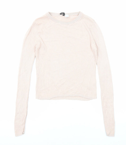 Divided by H&M Womens Pink Crew Neck Acrylic Pullover Jumper Size S