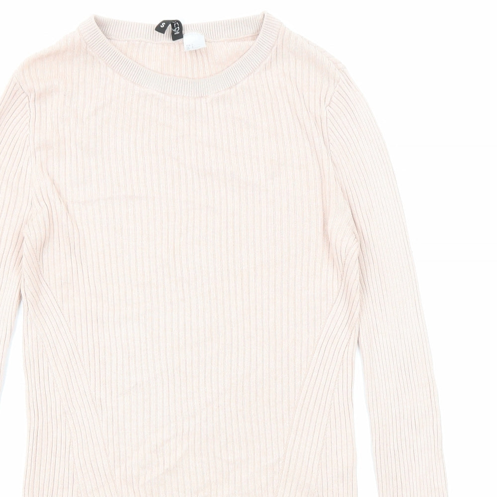 Divided by H&M Womens Pink Crew Neck Acrylic Pullover Jumper Size S