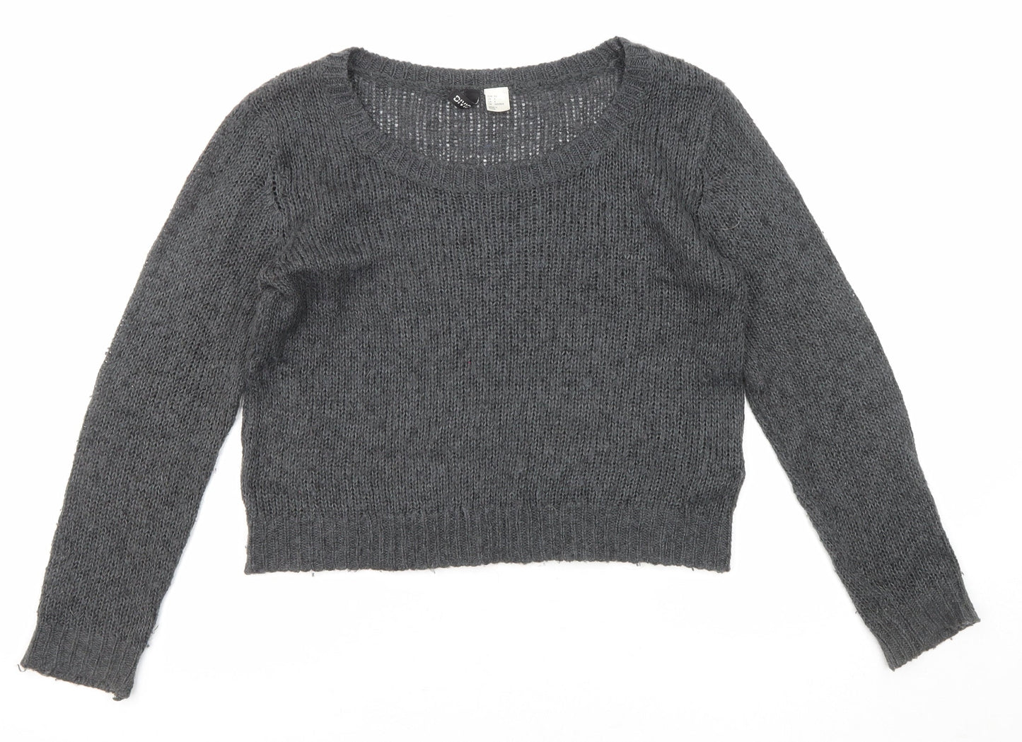 Divided by H&M Womens Grey Round Neck Acrylic Pullover Jumper Size 6