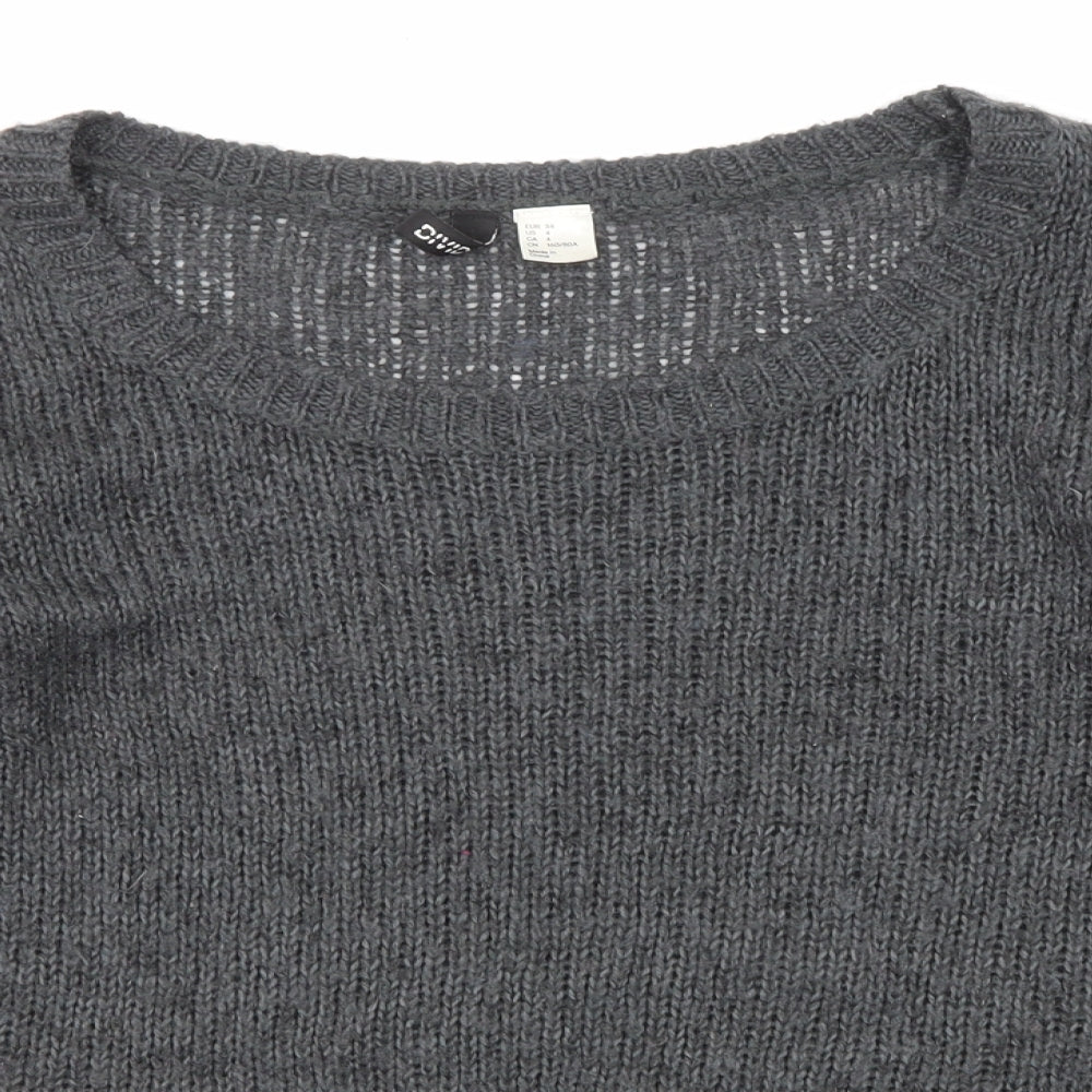 Divided by H&M Womens Grey Round Neck Acrylic Pullover Jumper Size 6