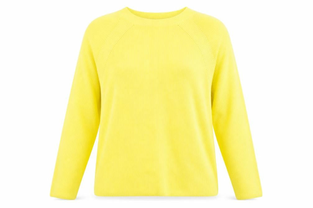 Marks & Spencer Womens Yellow Mock Neck Viscose Pullover Jumper Size M - Ribbed