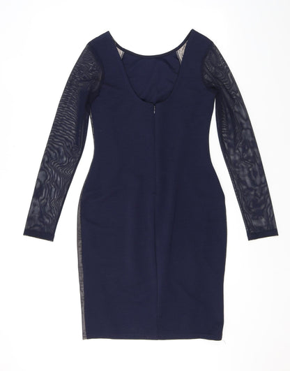 Lipsy Womens Blue Geometric Polyester Shift Size 12 Round Neck Pullover
