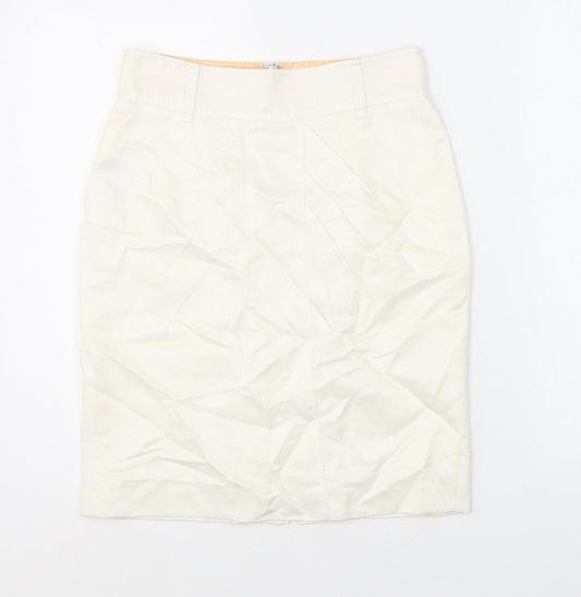Jesire Womens White Linen Straight & Pencil Skirt Size 4 Zip