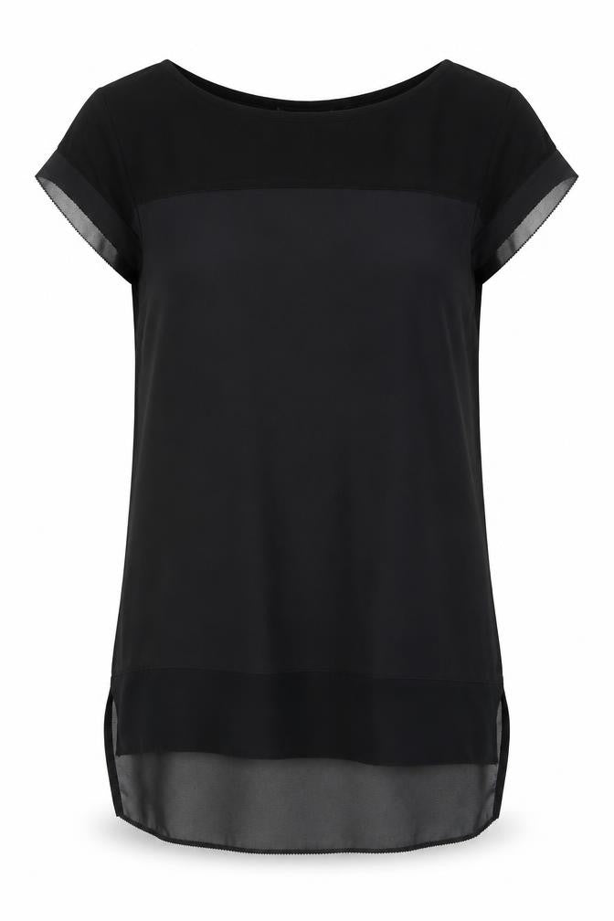 French Connection Womens Black Polyester Tunic Blouse Size XS Round Neck