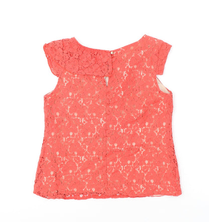 Oasis Womens Pink Cotton Basic Blouse Size 8 Boat Neck