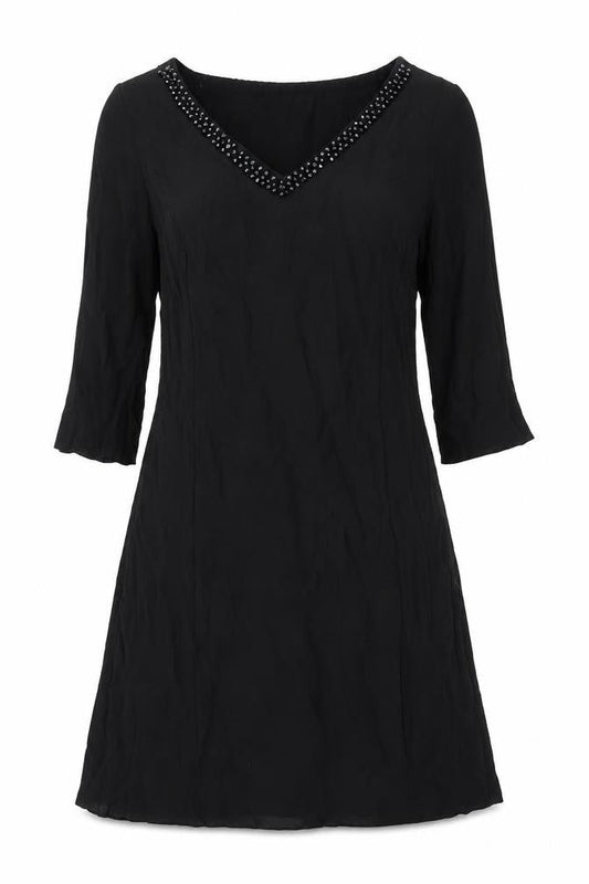 Monsoon Womens Black Viscose A-Line Size 10 V-Neck Pullover