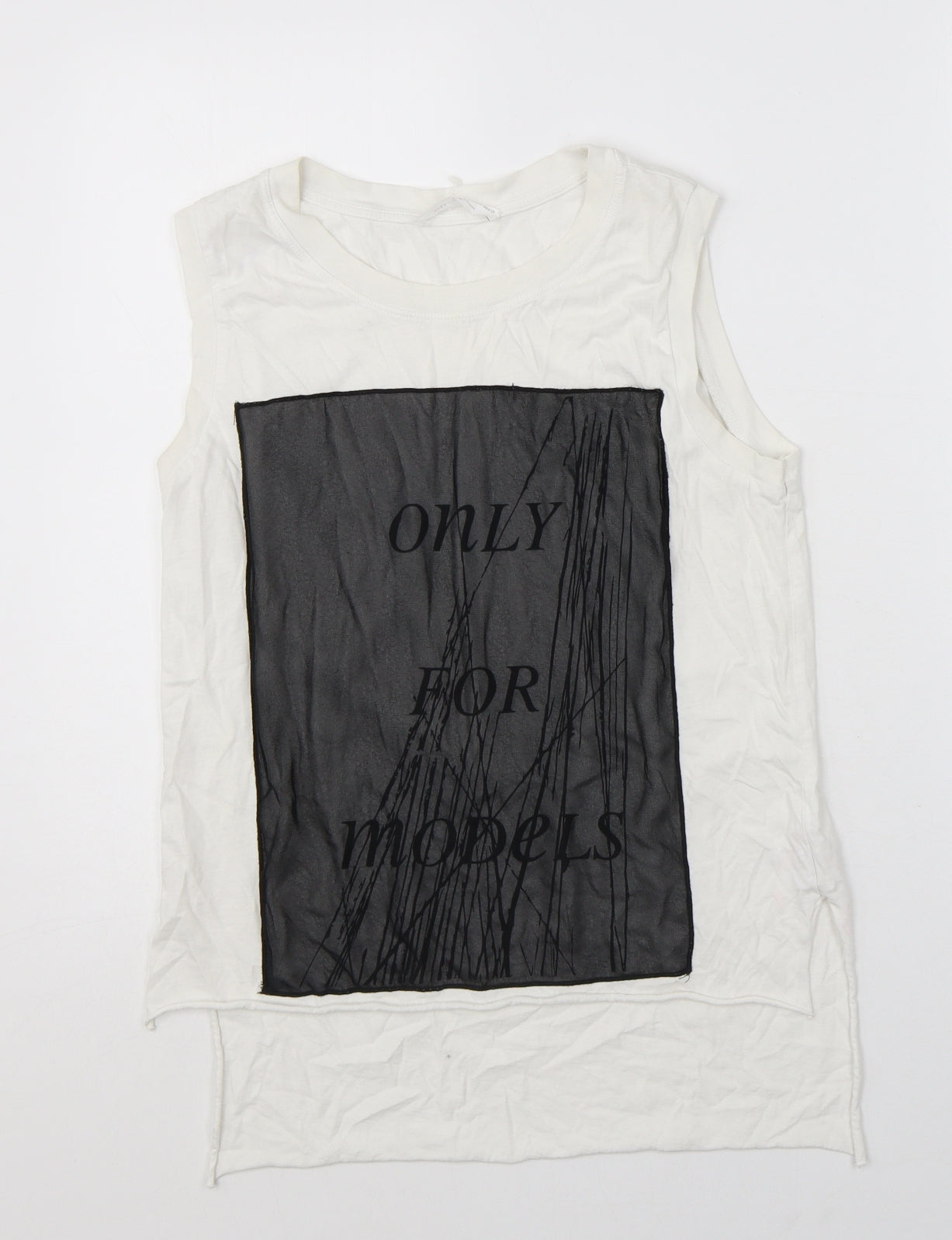 Zara Womens White Polyester Basic Tank Size S Crew Neck