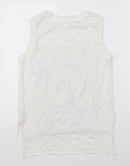 Zara Womens White Polyester Basic Tank Size S Crew Neck