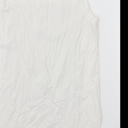 Zara Womens White Polyester Basic Tank Size S Crew Neck