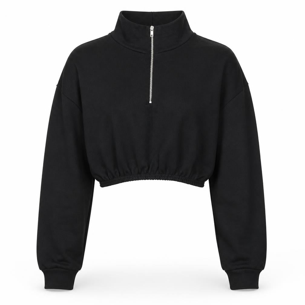 PRETTYLITTLETHING Womens Black Polyester Pullover Sweatshirt Size 10 Zip