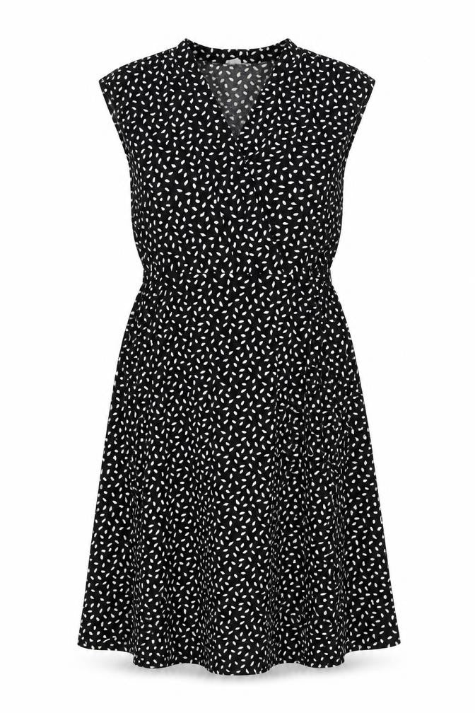 H&M Womens Black Geometric Polyester A-Line Size M V-Neck Pullover
