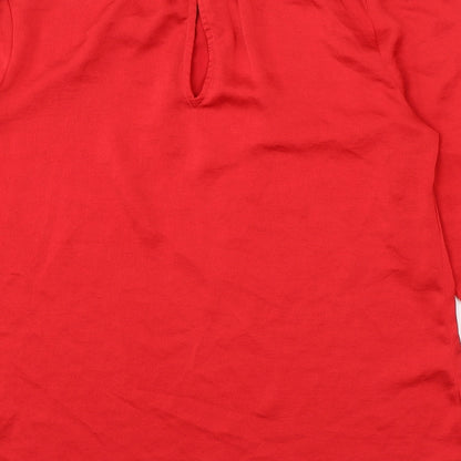 Per Una Womens Red Polyester Basic Blouse Size 10 Round Neck
