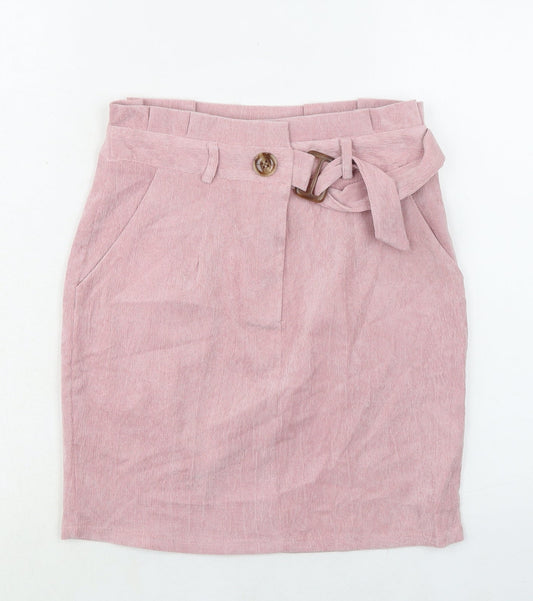QED London Womens Pink Polyester A-Line Skirt Size 8 Zip