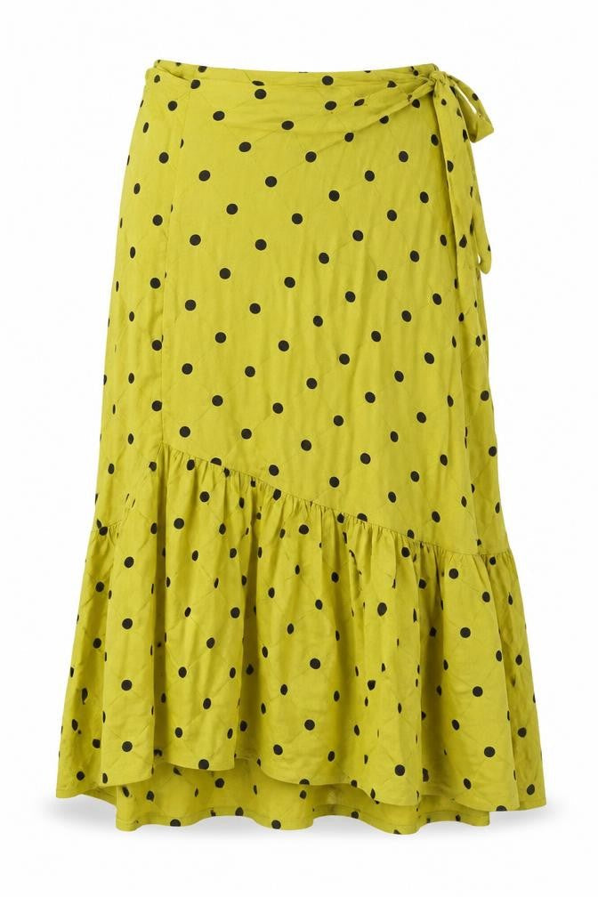 Miss Selfridge Womens Green Polka Dot Viscose Wrap Skirt Size 4 Tie