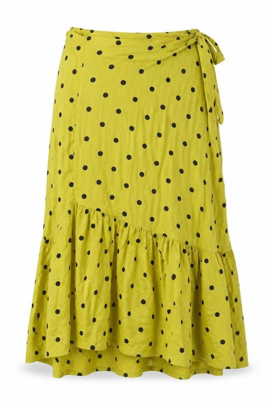 Miss Selfridge Womens Green Polka Dot Viscose Wrap Skirt Size 4 Tie