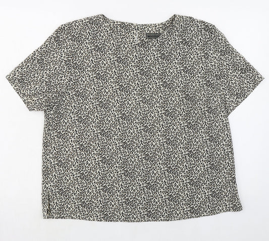 Debenhams Womens Beige Animal Print Polyester Basic T-Shirt Size 16 Round Neck - Leopard Print
