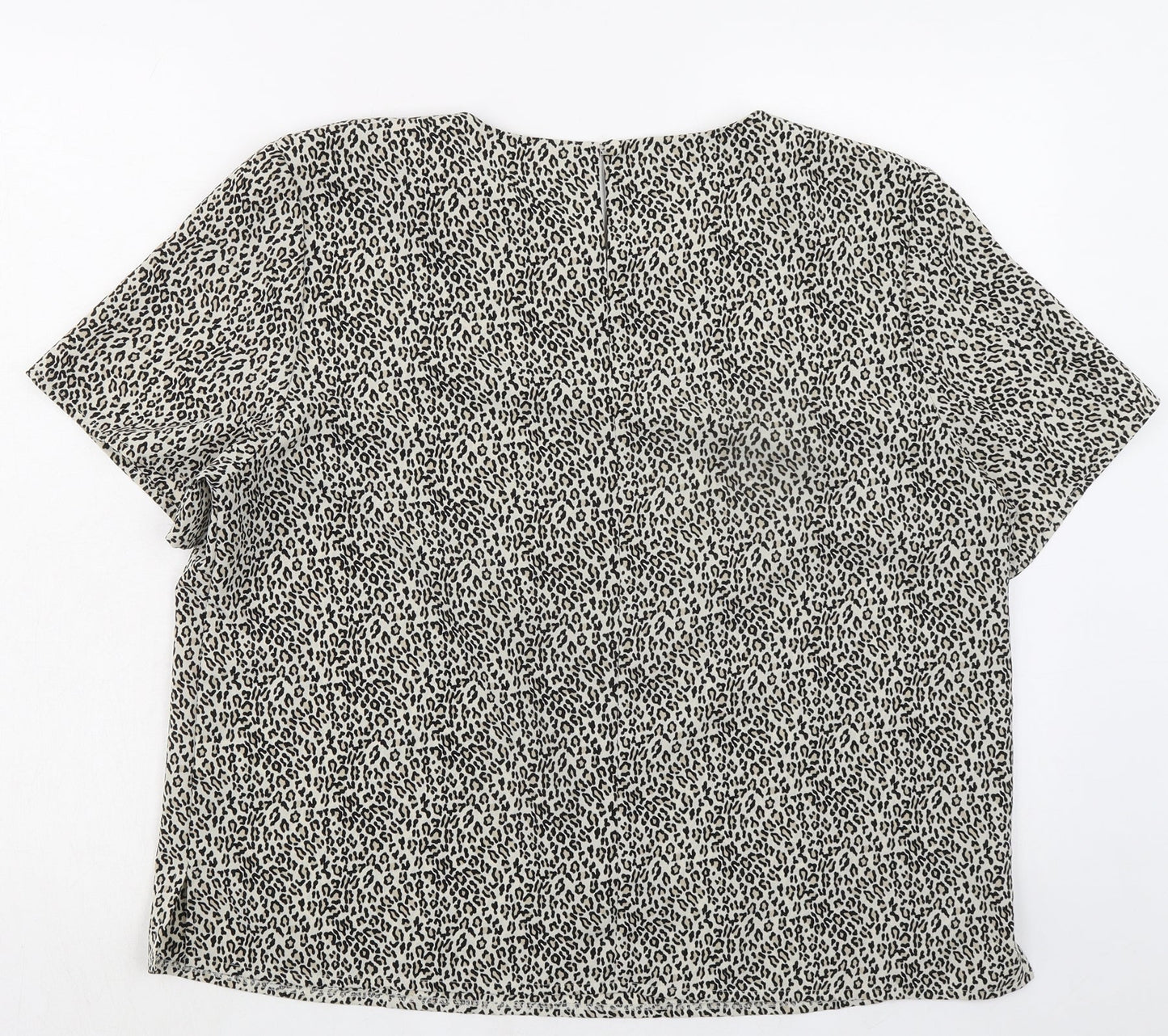 Debenhams Womens Beige Animal Print Polyester Basic T-Shirt Size 16 Round Neck - Leopard Print