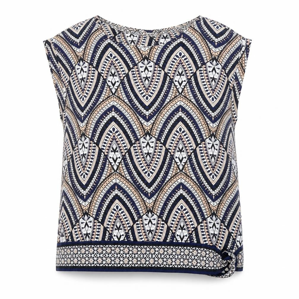 Wallis Womens Multicoloured Geometric Viscose Basic Blouse Size M Boat Neck