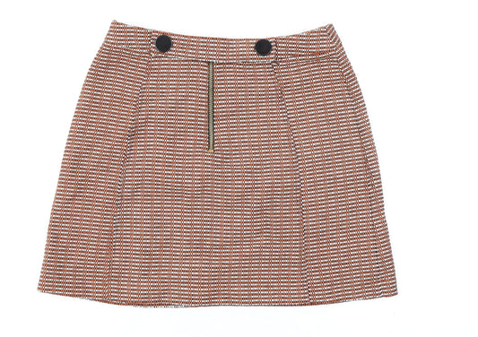 Topshop Womens Ivory Geometric Polyester A-Line Skirt Size 6 Zip
