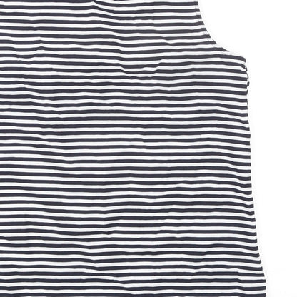 Dorothy Perkins Womens Blue Striped Polyester Basic Tank Size 8 Round Neck