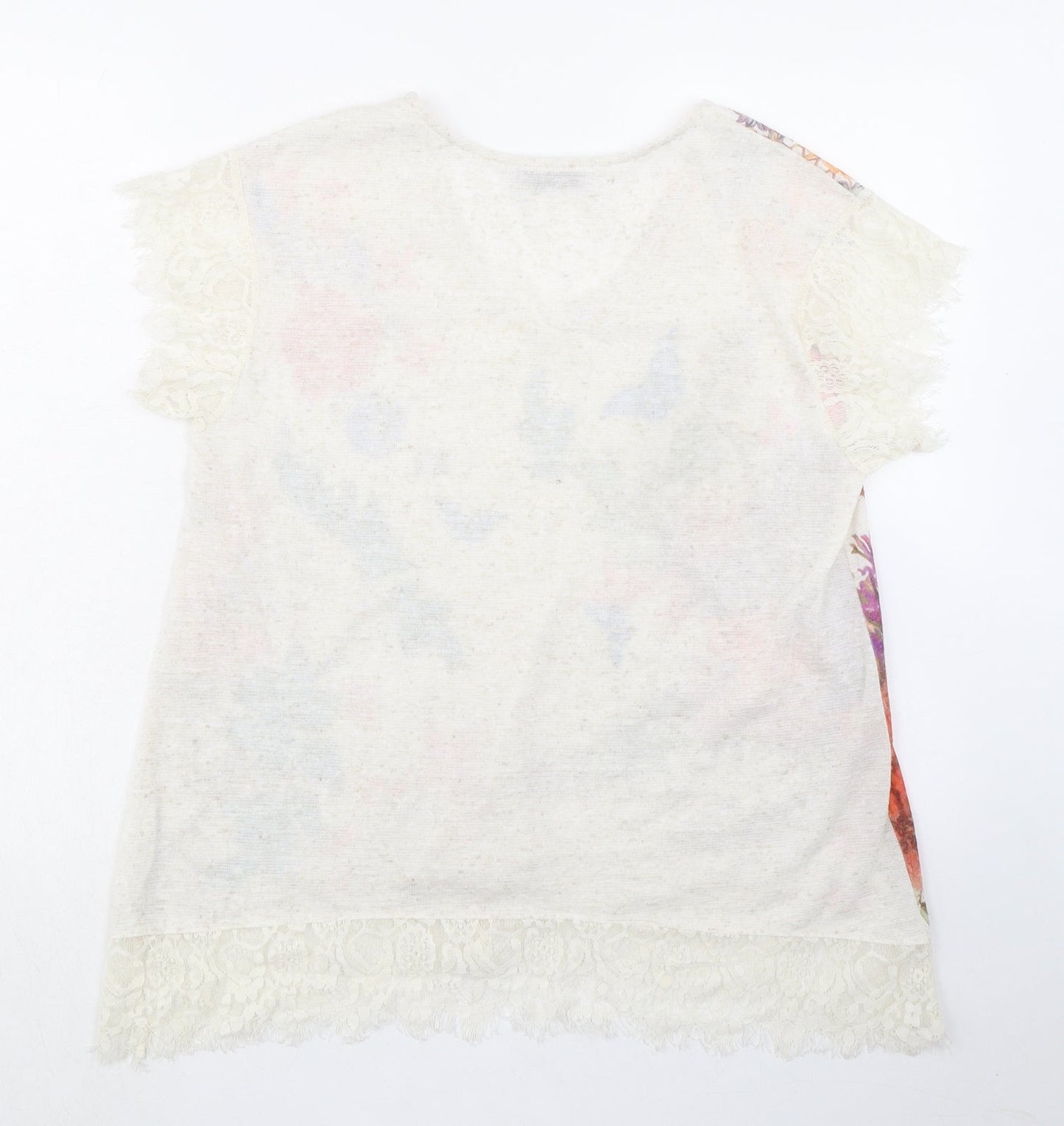 Per Una Womens Multicoloured Geometric Polyester Basic Blouse Size 12 V-Neck - Butterflies and Flowers