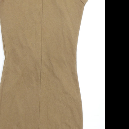 Jus d'Orange Womens Beige Viscose Bodycon Size 8 Square Neck Pullover