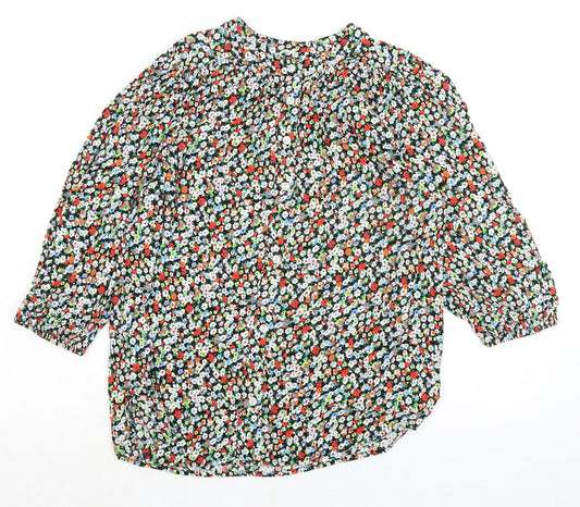 Marks and Spencer Womens Multicoloured Floral Viscose Basic Blouse Size 6 Round Neck