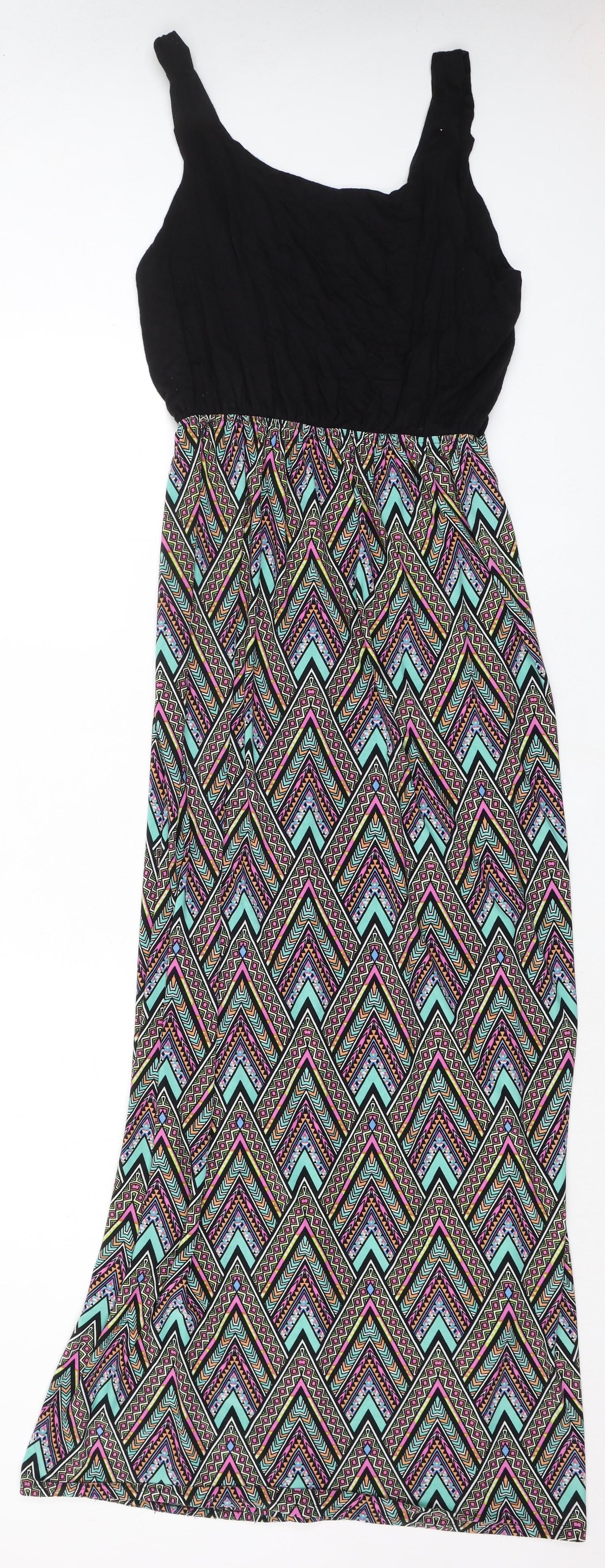 Eclipse Womens Multicoloured Geometric Polyester Maxi Size L Round Neck Pullover