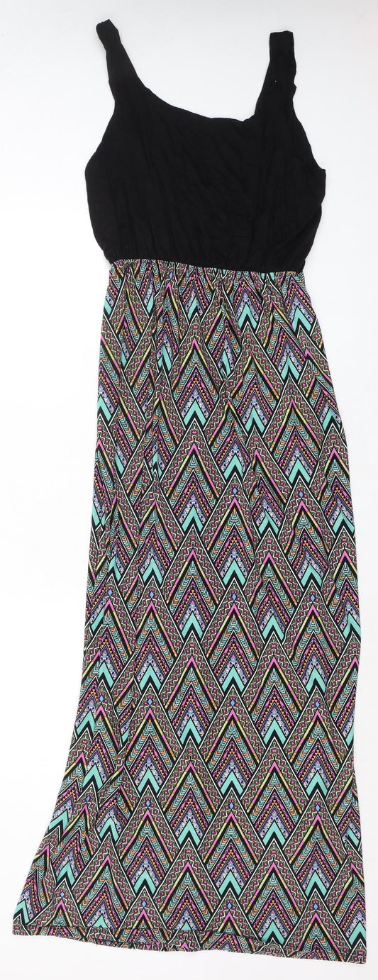 Eclipse Womens Multicoloured Geometric Polyester Maxi Size L Round Neck Pullover