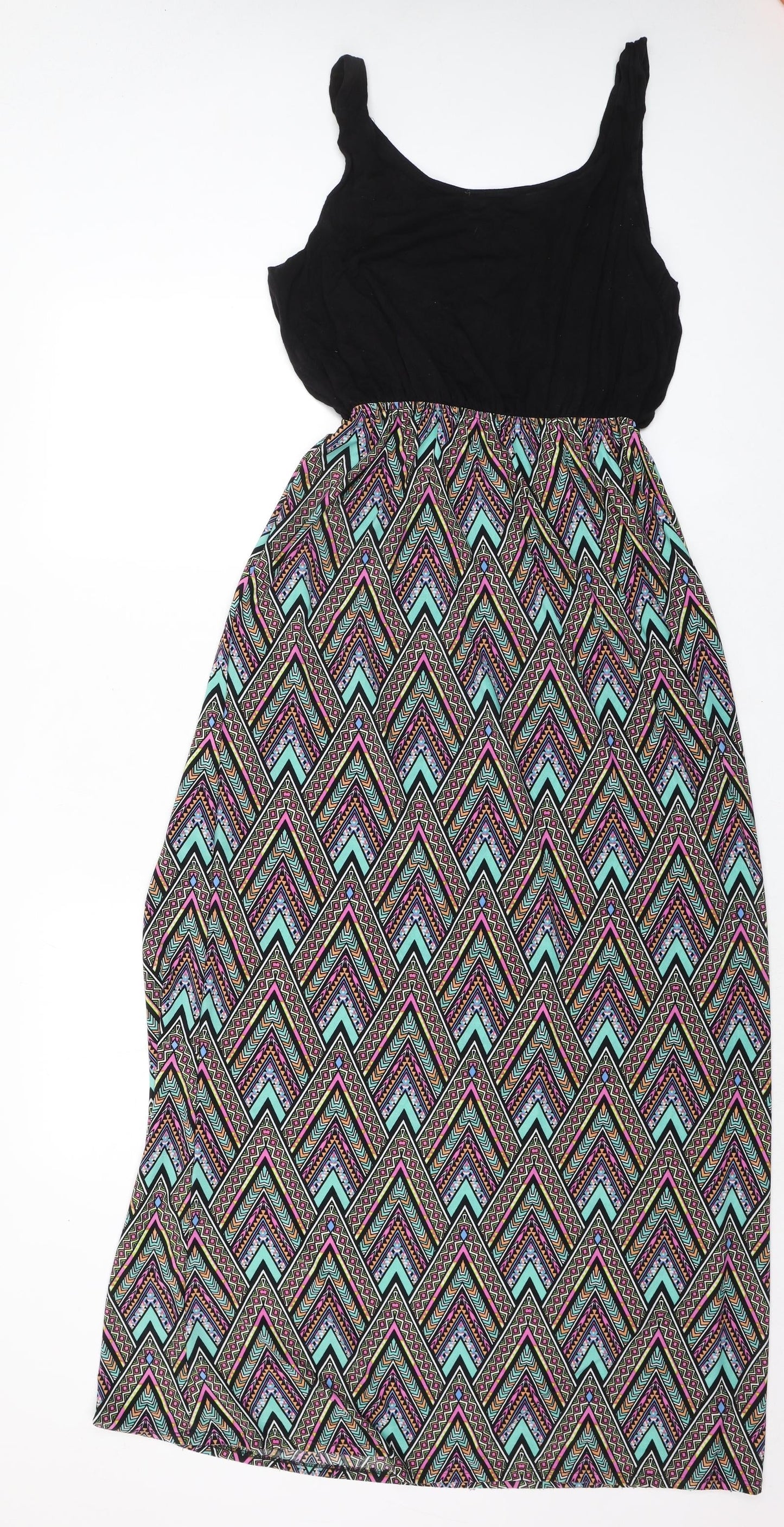 Eclipse Womens Multicoloured Geometric Polyester Maxi Size L Round Neck Pullover