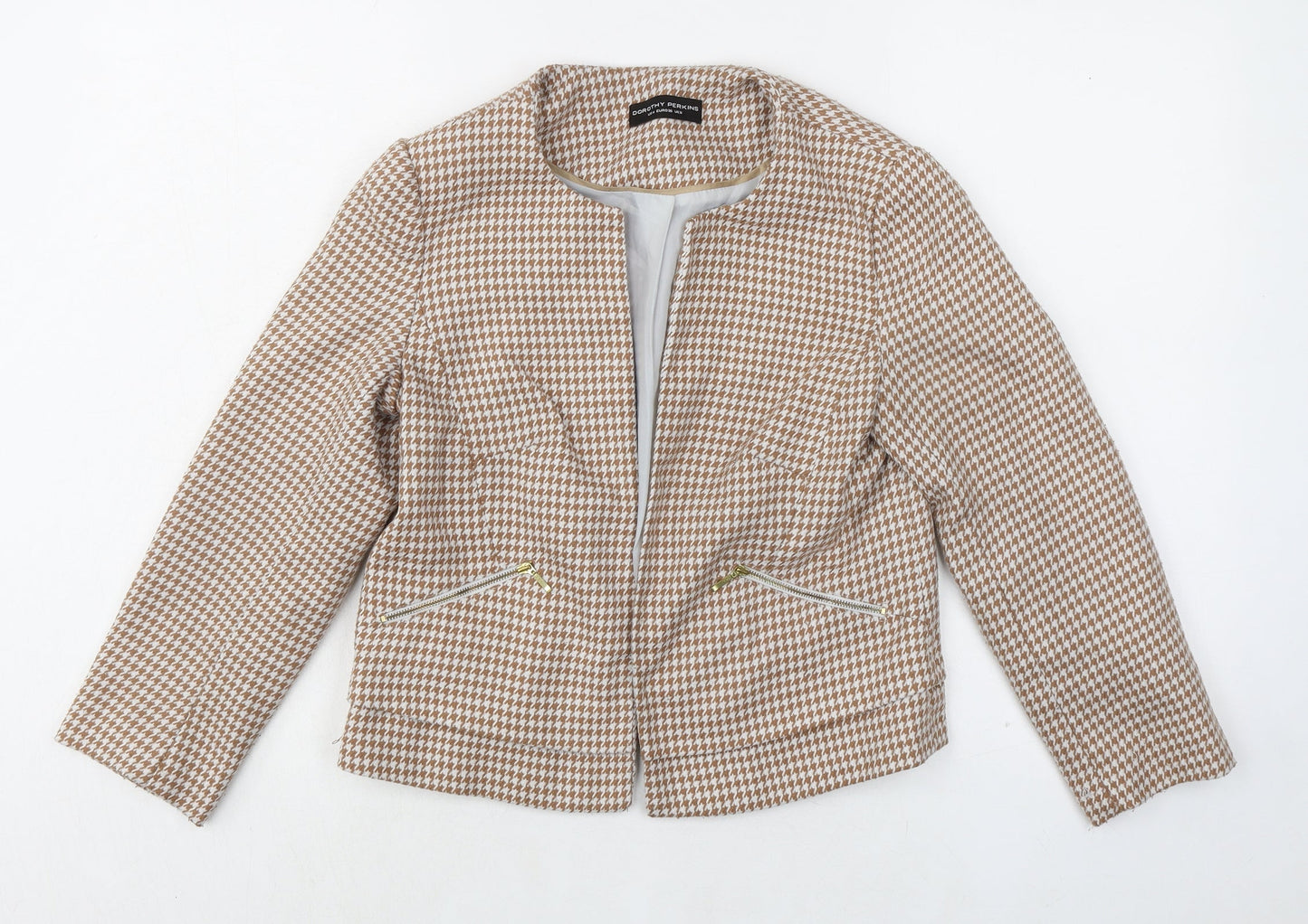 Dorothy Perkins Womens Beige Geometric Jacket Size 8
