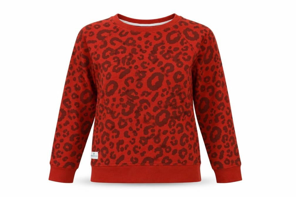 Brakeburn Womens Orange Animal Print 100% Cotton Pullover Sweatshirt Size 8 Pullover - Leopard pattern