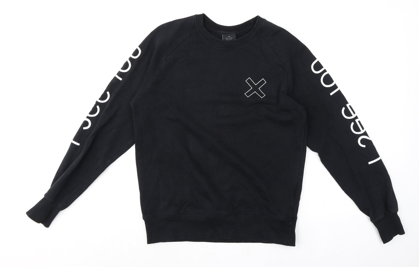 Earth Positive Mens Black Cotton Pullover Sweatshirt Size S