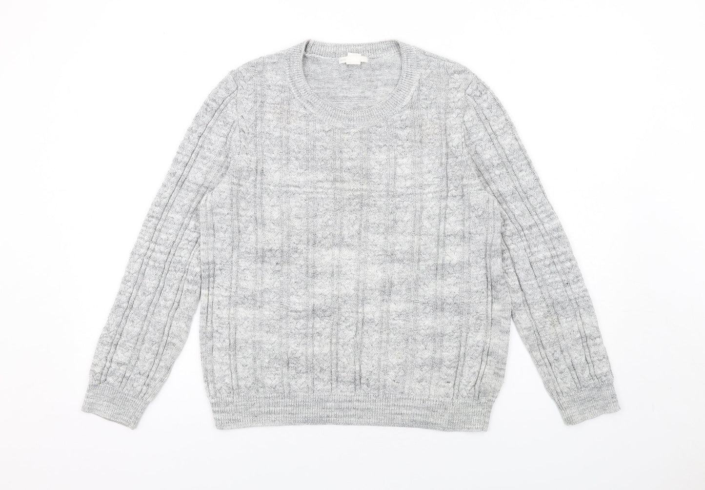 H&M Womens Grey Round Neck Acrylic Pullover Jumper Size L