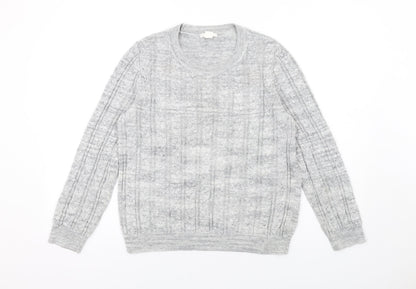 H&M Womens Grey Round Neck Acrylic Pullover Jumper Size L