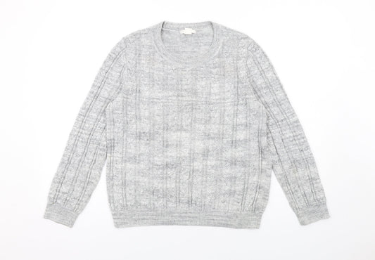H&M Womens Grey Round Neck Acrylic Pullover Jumper Size L