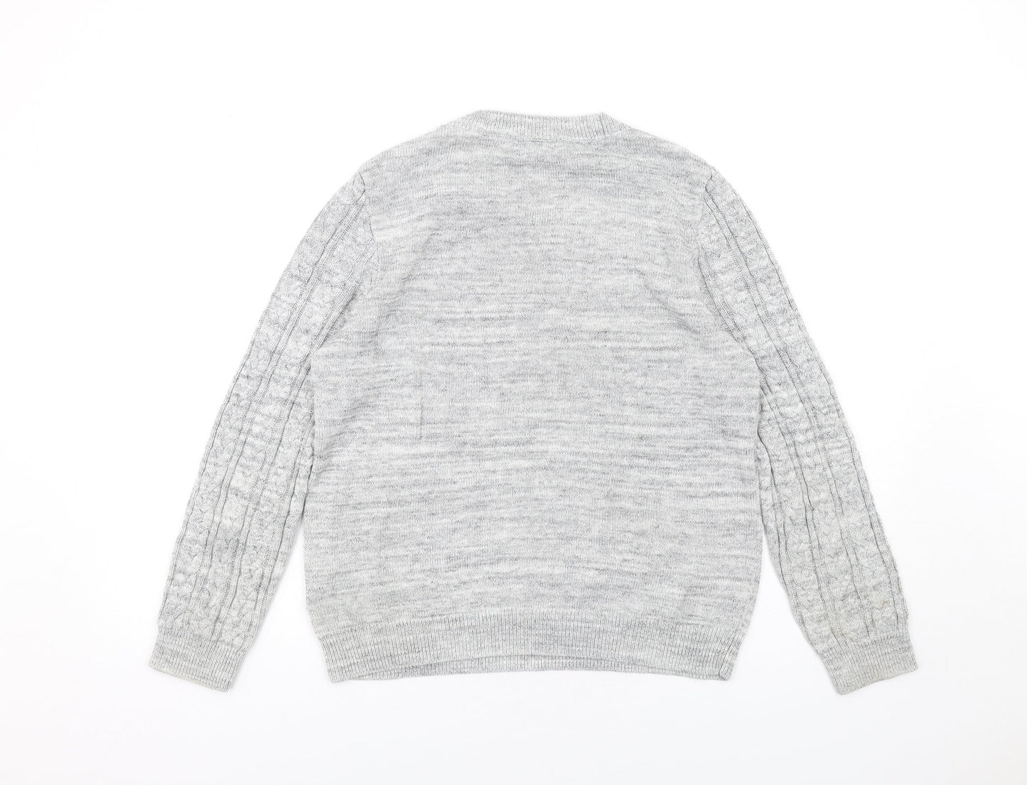 H&M Womens Grey Round Neck Acrylic Pullover Jumper Size L