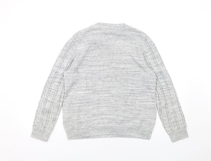 H&M Womens Grey Round Neck Acrylic Pullover Jumper Size L