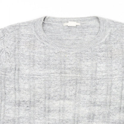 H&M Womens Grey Round Neck Acrylic Pullover Jumper Size L