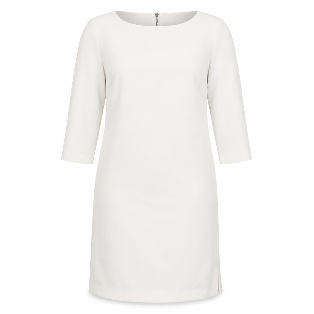 French Connection Womens White Polyester Shift Size 10 Round Neck Zip