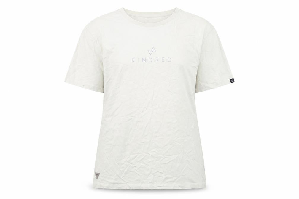 Kindred Womens Ivory Cotton Basic T-Shirt Size L Crew Neck