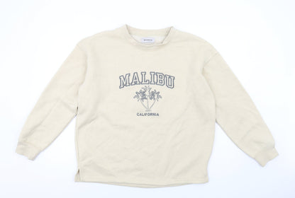 Bassini Womens Beige Cotton Pullover Sweatshirt Size XL Pullover - Malibu California