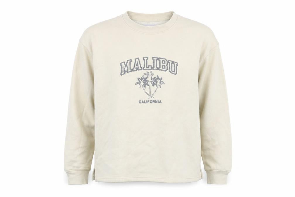 Bassini Womens Beige Cotton Pullover Sweatshirt Size XL Pullover - Malibu California