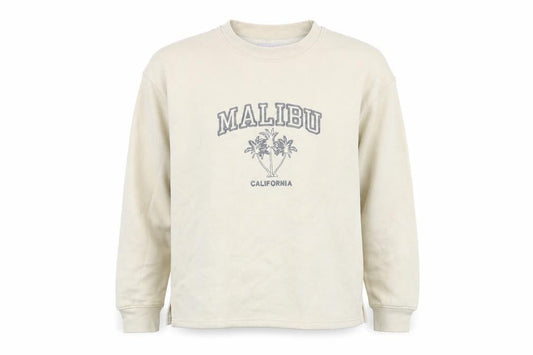 Bassini Womens Beige Cotton Pullover Sweatshirt Size XL Pullover - Malibu California