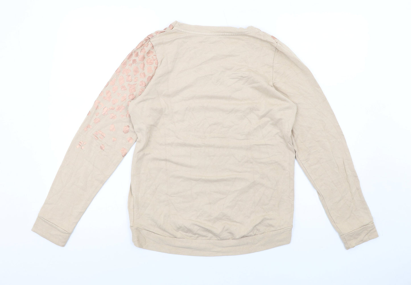 Oasis Womens Beige Animal Print Viscose Pullover Sweatshirt Size XS Pullover - Leopard pattern