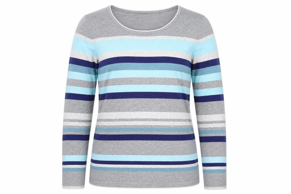 Bianca Womens Multicoloured Round Neck Striped Viscose Pullover Jumper Size 12