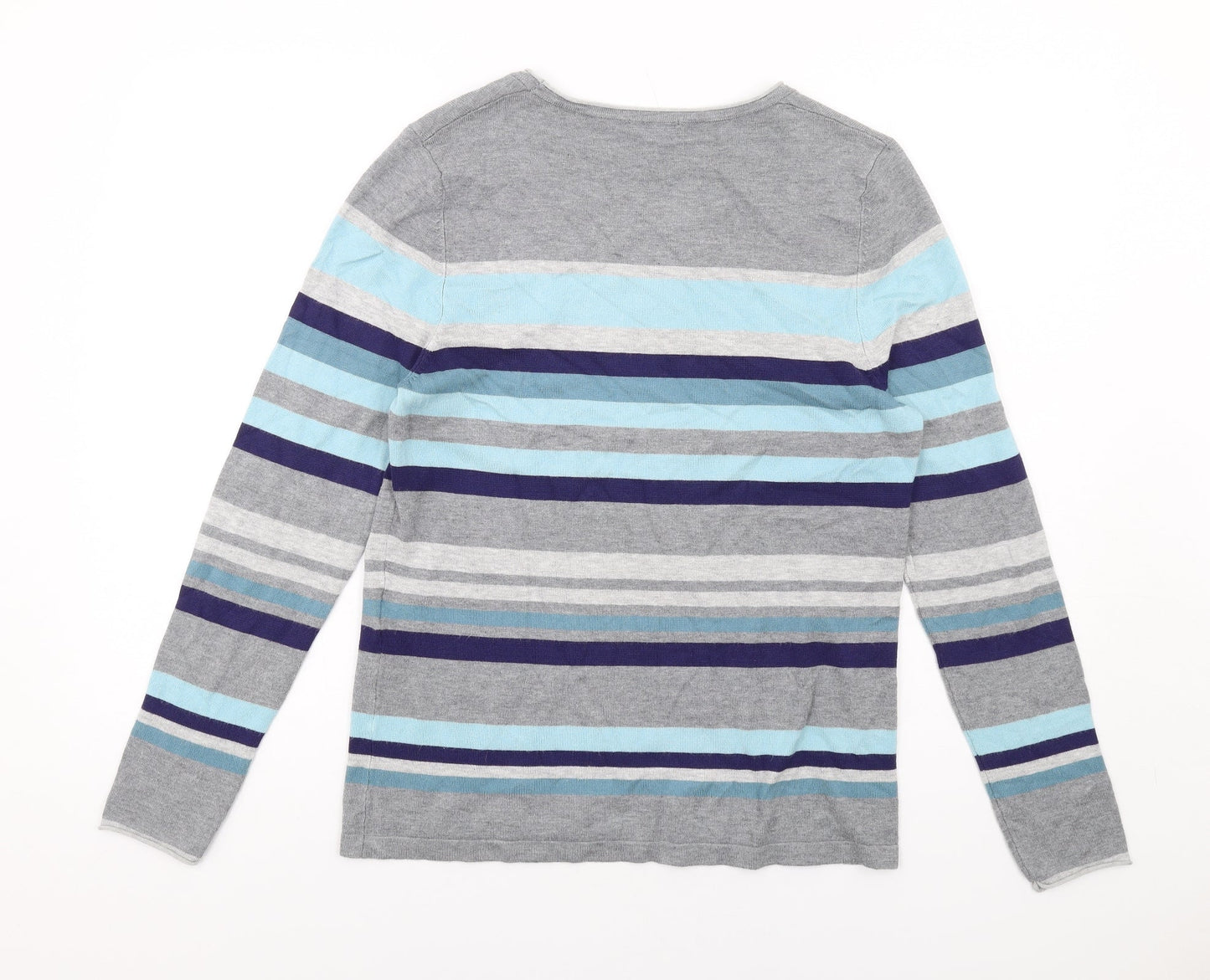 Bianca Womens Multicoloured Round Neck Striped Viscose Pullover Jumper Size 12