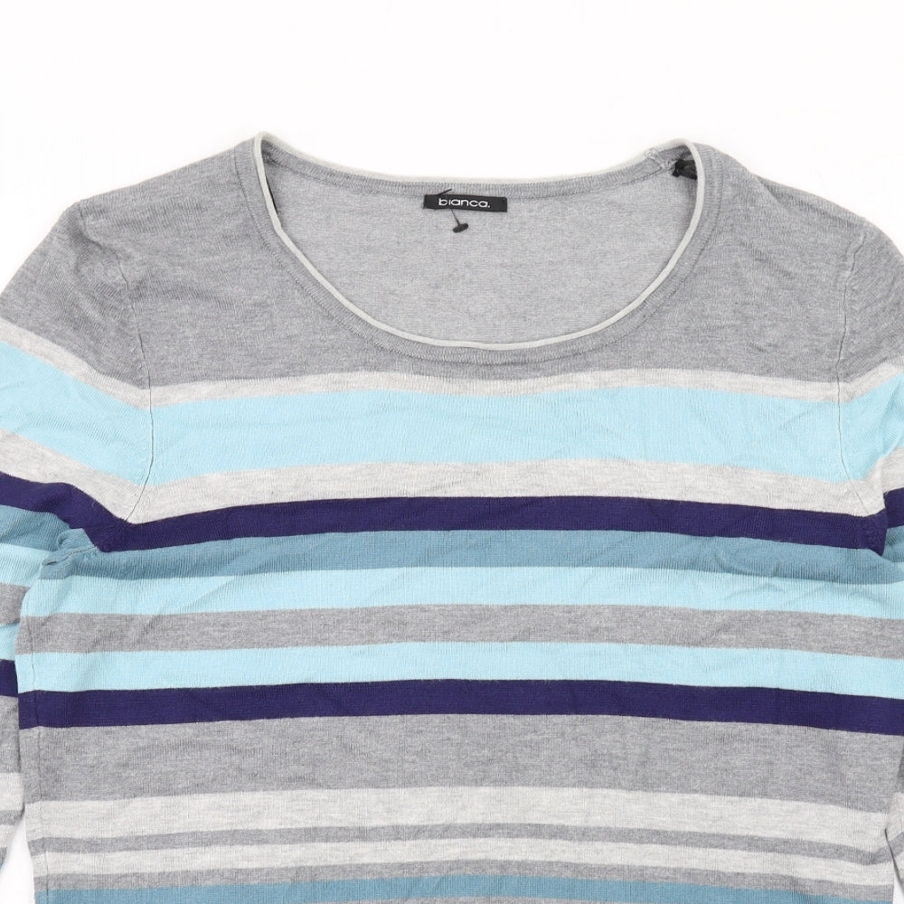 Bianca Womens Multicoloured Round Neck Striped Viscose Pullover Jumper Size 12