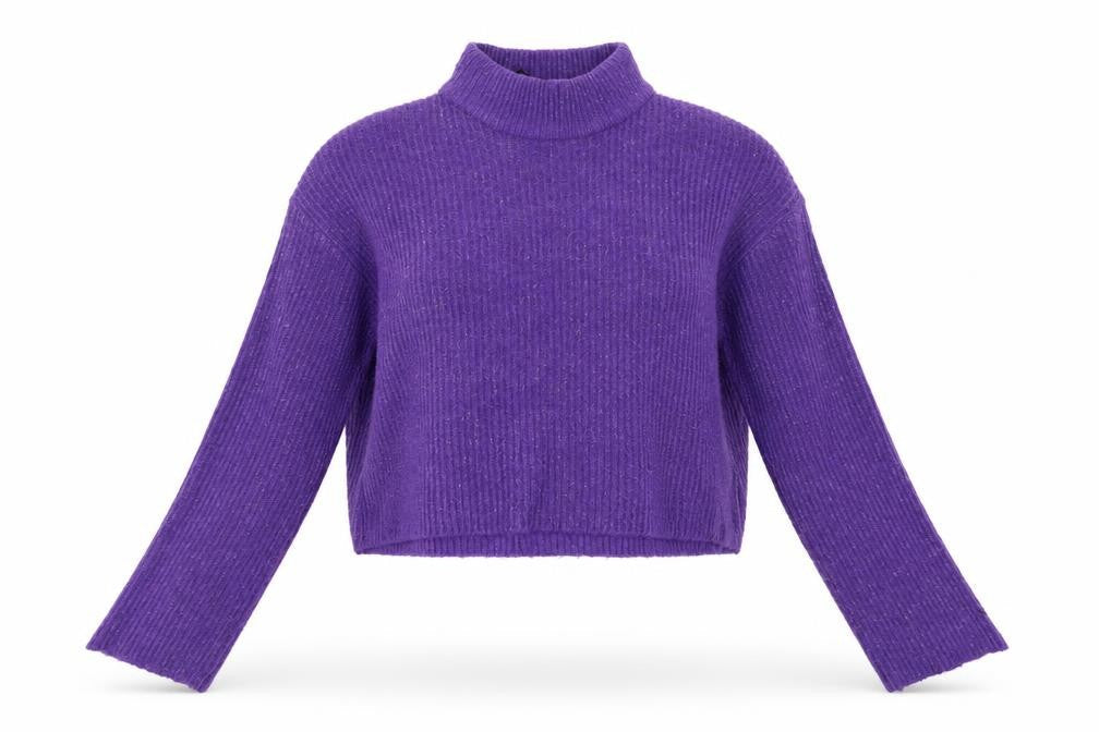 H&M Womens Purple Mock Neck Acrylic Pullover Jumper Size S